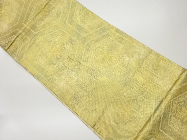 リサイクル　子持ち亀甲に花模様織出し袋帯